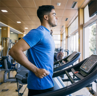 man running on a treadmill